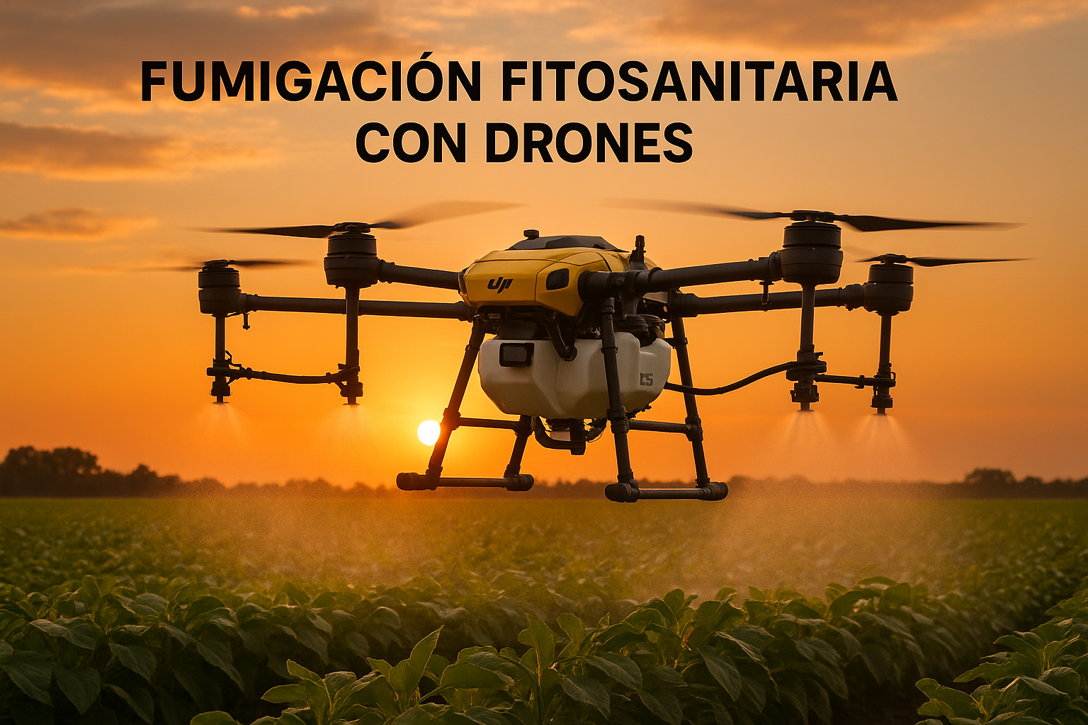 DJI Agras T25 realizando fumigación de precisión sobre un campo de cultivo con tecnología GPS RTK