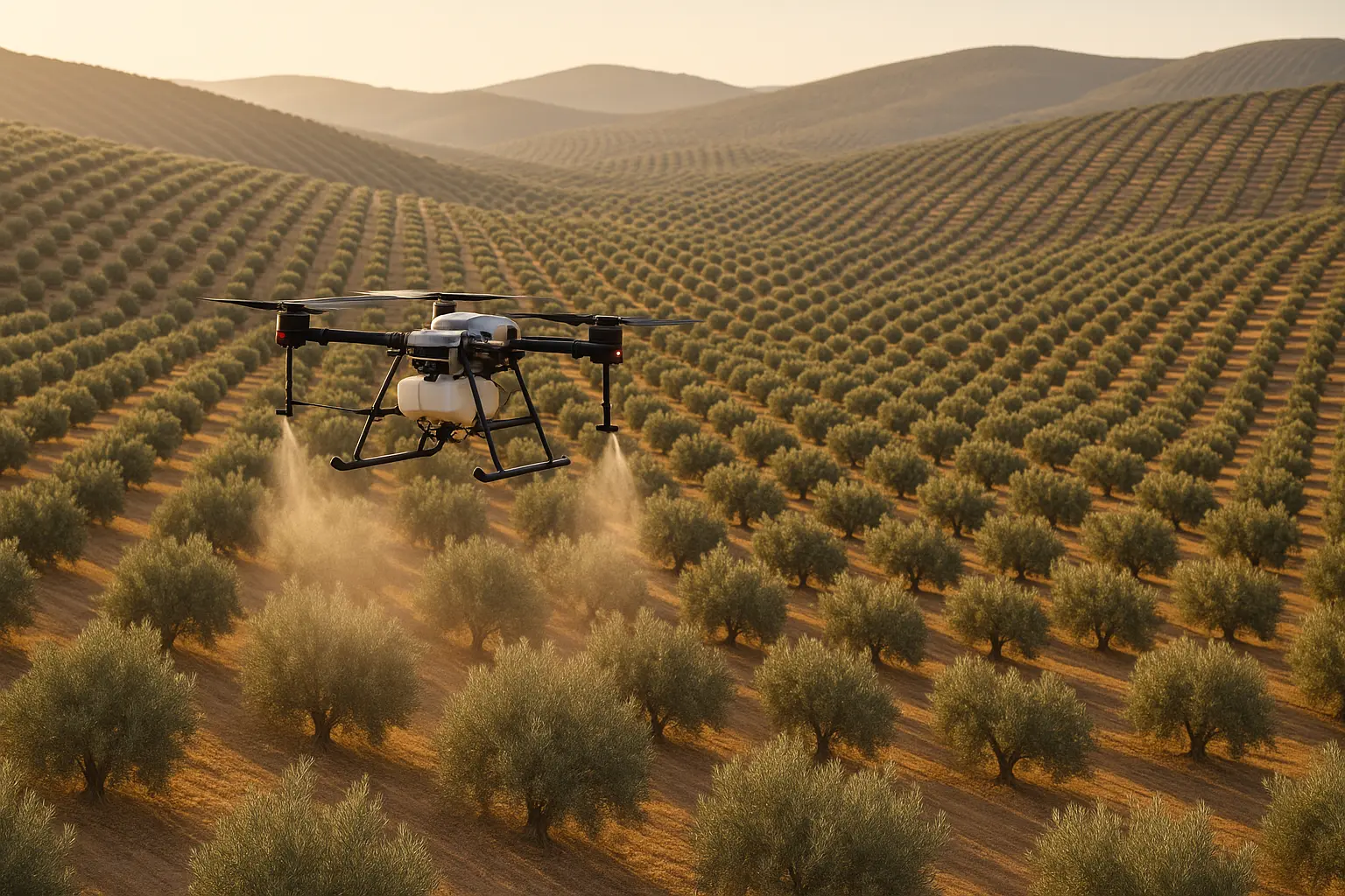 Fumigación fitosanitaria con drones en Jaén - Tratamiento de olivar, cereales, girasol